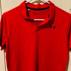 Under Armour golf shirt. Red color with black logo . Youth XL.